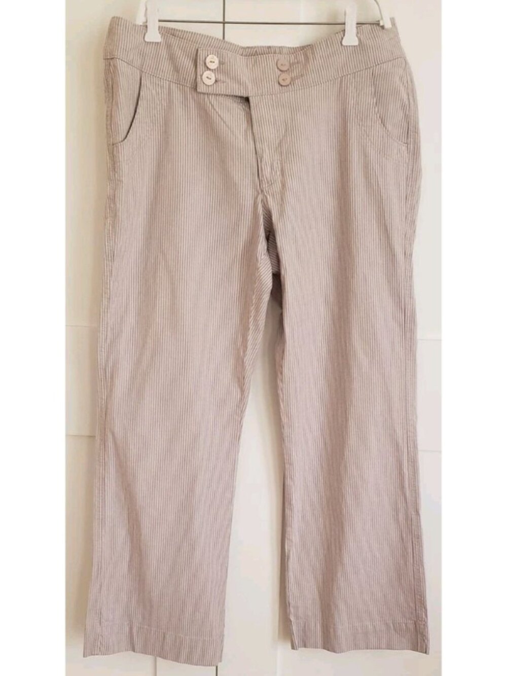 LEE ONE TRUE FIT BEIGE STRIPED BELOW WAIST PANTS JEANS SZ 14 MEDIUM - Picture 8 of 8